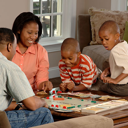 African American family sitting together