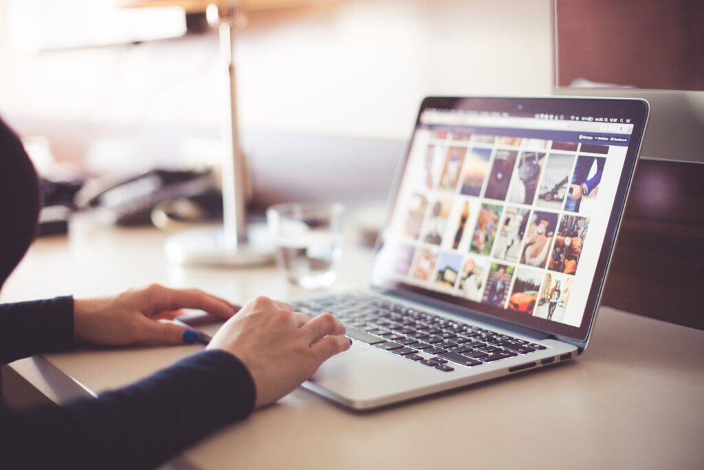 Woman typing on laptop